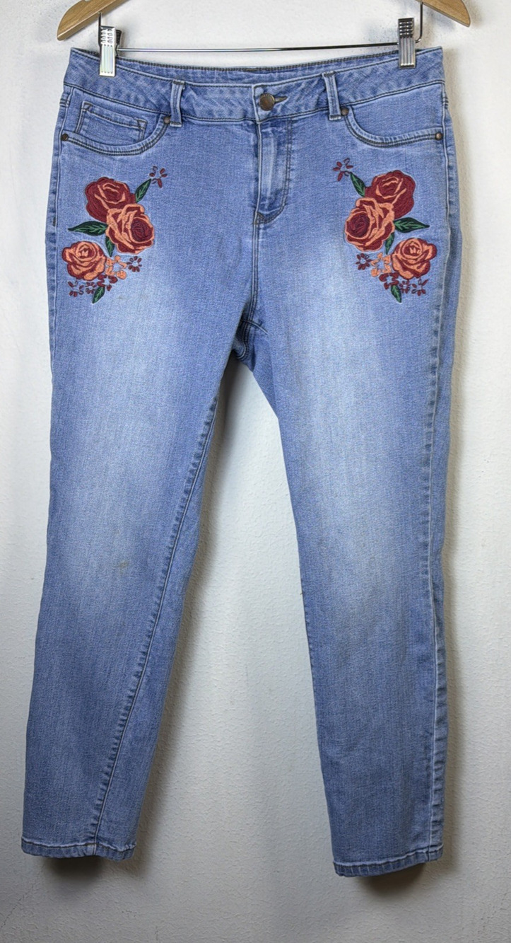 Workshop Republic Womens 10 Western Cowboy Rodeo Rose Embroidered Jeans boho